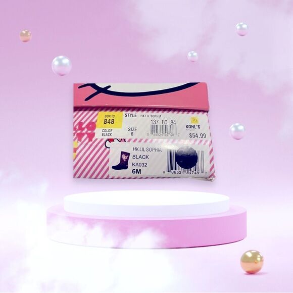 Hello Kitty Booties NEW Pink Glitter Embroidered Hearts NEW Baby Toddler Size 6 - Picture 6 of 8